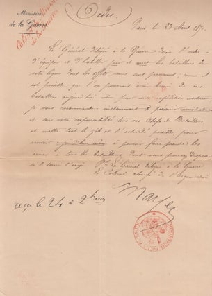 Album gathering twenty-one original letters, documents, and photographs concerning the Paris Commune, signed by many leading participants.