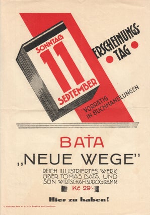 Book ID: 51786 Publisher's ad broadside for: "Baťa, Neue Wege" (1928) by Anton Cekota