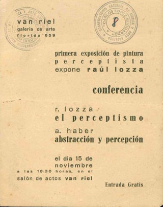 Book ID: 51891 Primera Exposición de Pintura Perceptista. Expone Raúl Lozza