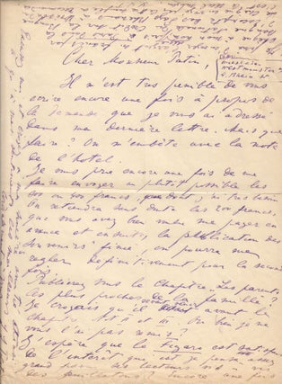 Eight ALS by Lev L'vovich Tolstoy (1869-1945), the son of Lev Tolstoy, to Jacques Patin (1883-1948), the editor of Figaro.