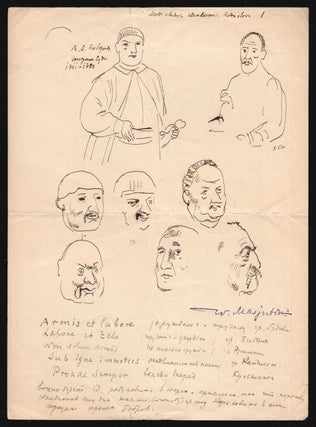 Book ID: P4874 Original ink sketch, a study of historical figures. Vasilii N. Masiutin,...