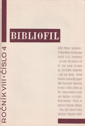 Bibliofil: časopis pro pěknou knihu a její úpravu [The bibliophile: a journal for the beautiful book and its design], vol. VIII, nos. 1, 2–3, 4, 5–6, 7, 8, 9–10 (complete run).